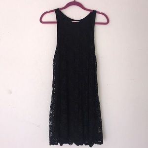 Black floral lace dress